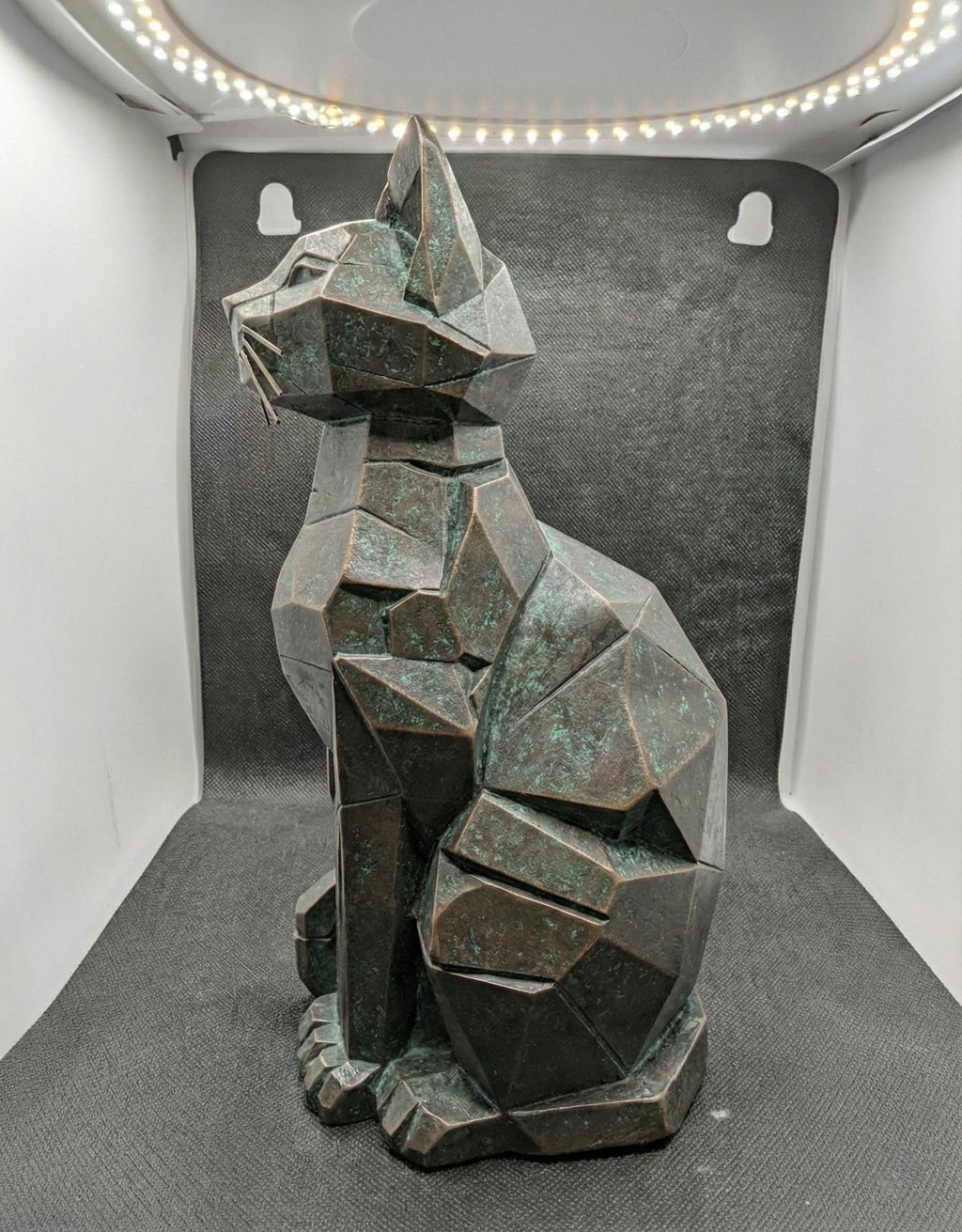 Rainbow Cat Sculpture, Pride Art Decor, Aged Bronze