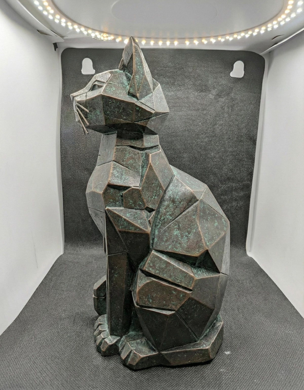 Rainbow Cat Sculpture, Pride Art Decor, Aged Bronze