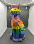 Rainbow Cat Sculpture, Pride Art Decor, Aged Bronze