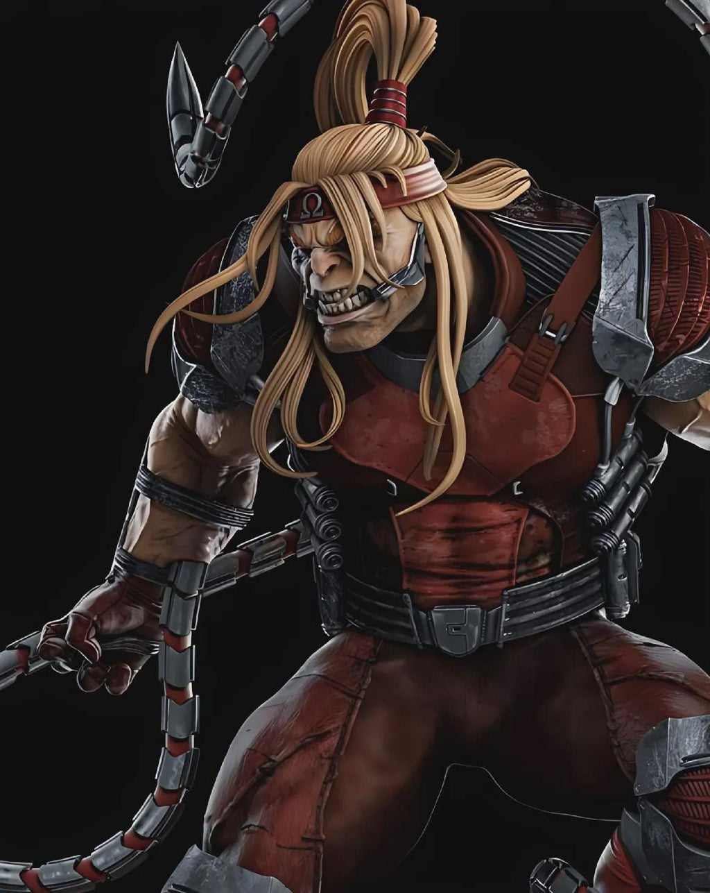 Red Cybernetic Super Soldier 28cm Statue | Hand Painted 1/6