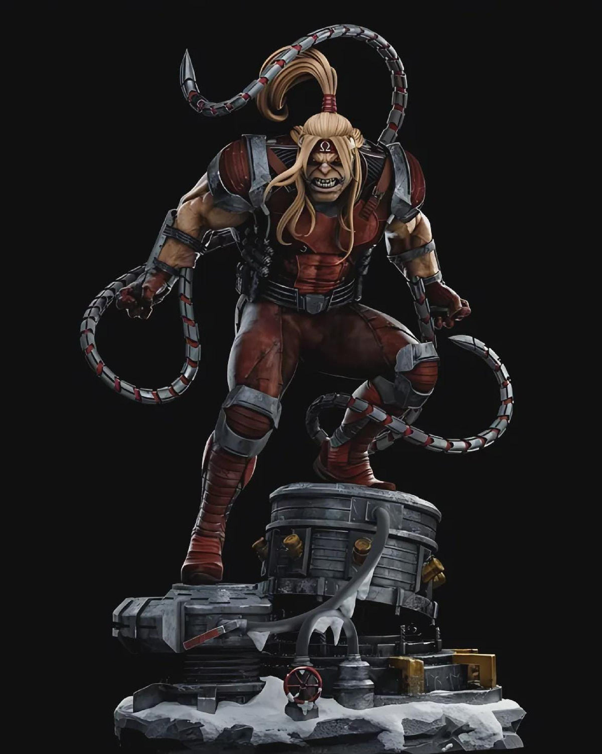Red Cybernetic Super Soldier 28cm Statue | Hand Painted 1/6