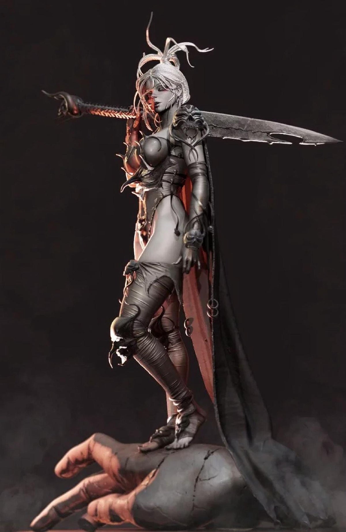 Shadow Bride Blue Dragon Witch, black gunmetal armor, gothic