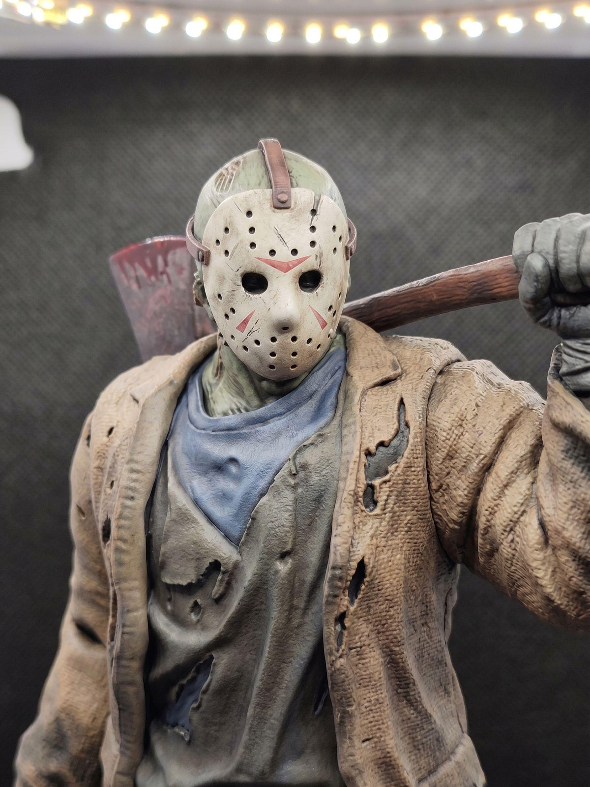 Hand-Painted Hockey Mask Killer Statue – 3D Printed Horror