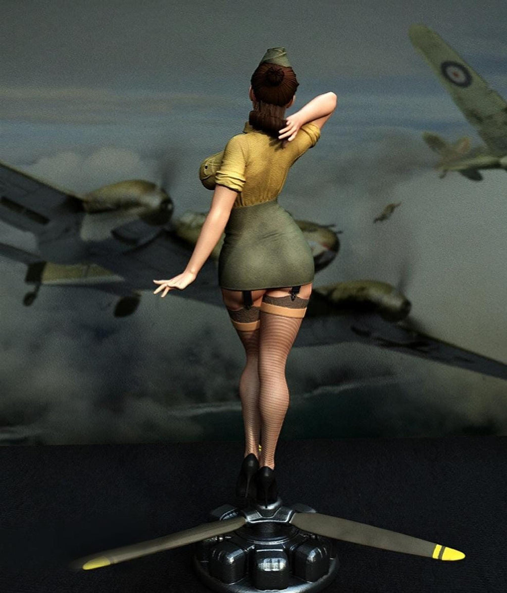 Hand-Painted Aviator Pinup Statue, 1/6 Scale Figure, WWII Pin Up