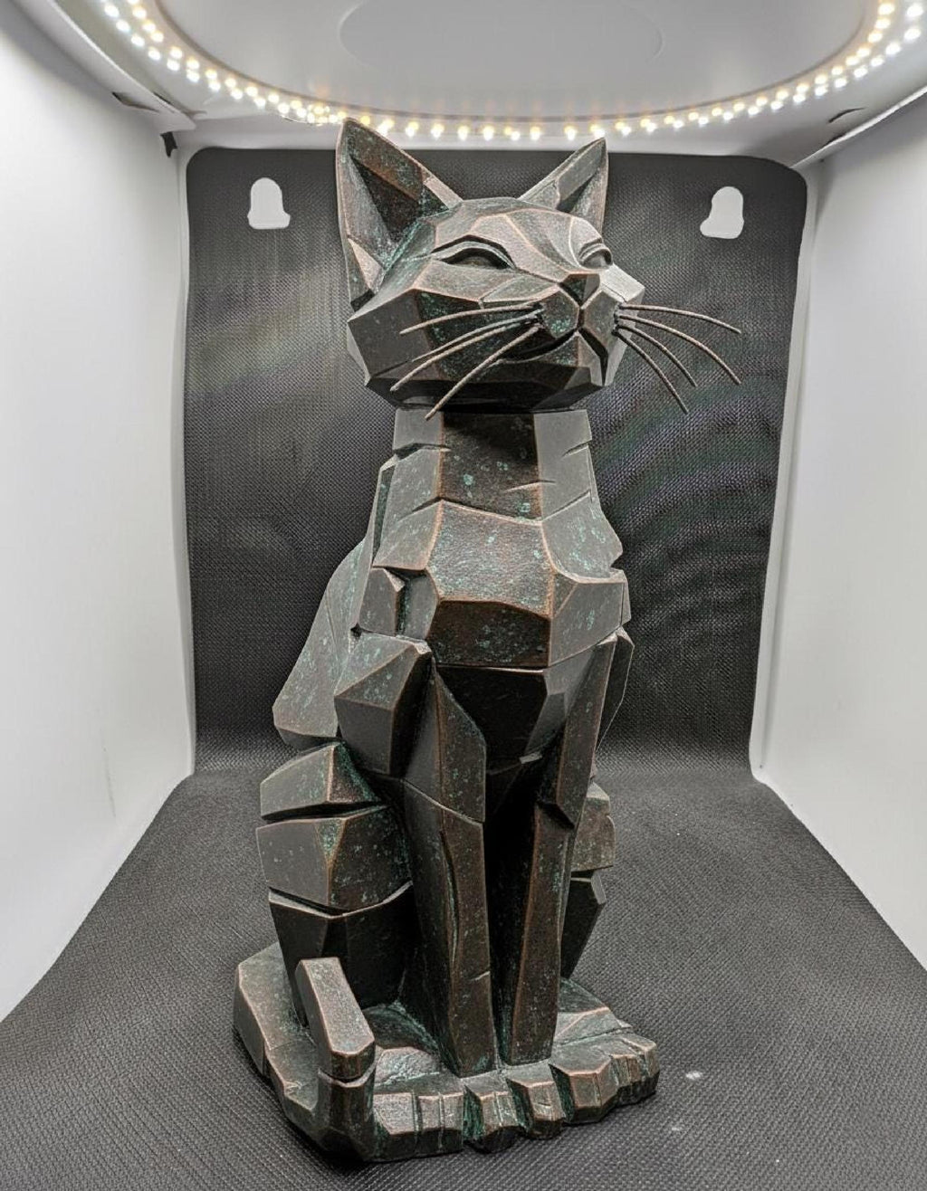 Rainbow Cat Sculpture, Pride Art Decor, Aged Bronze