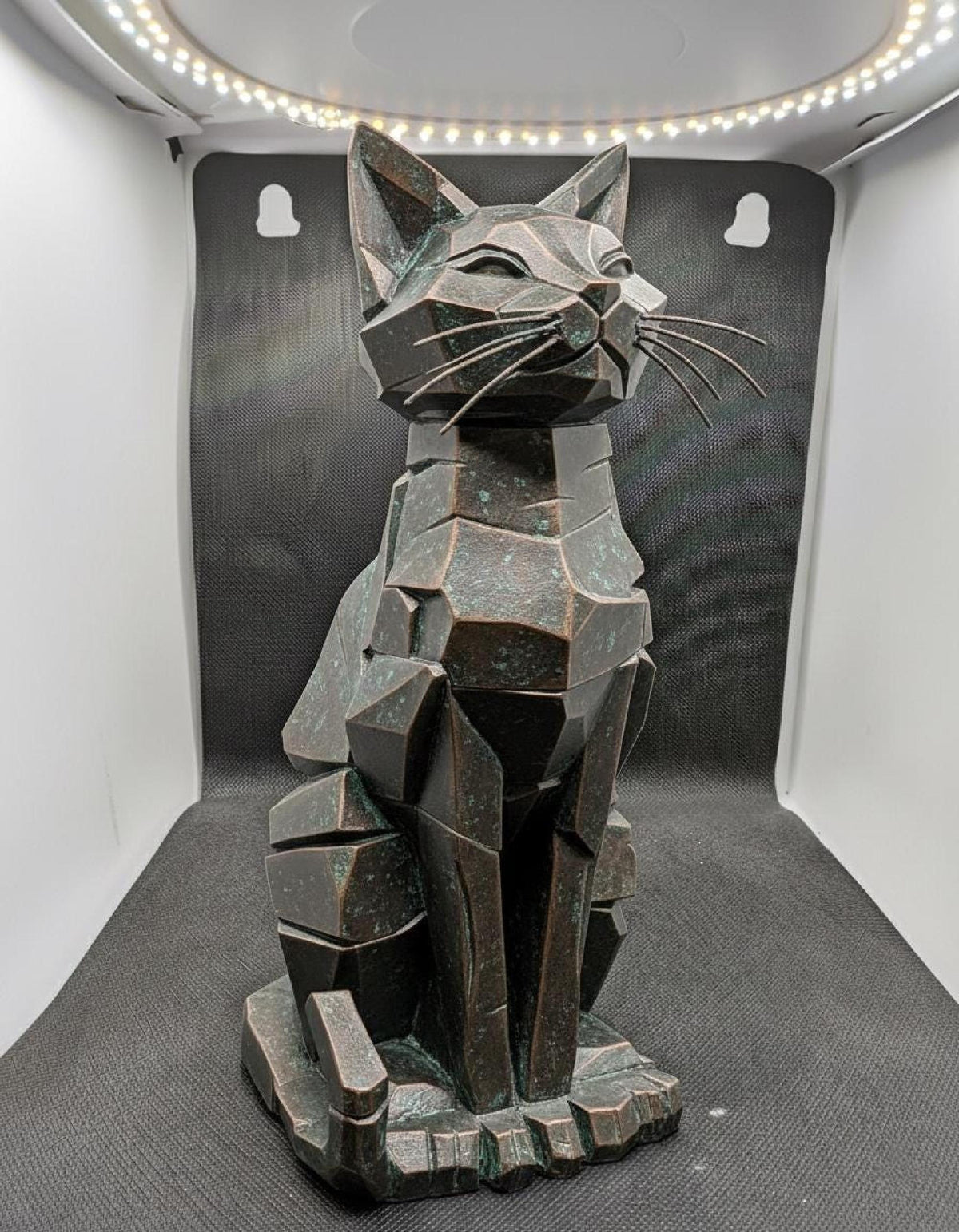 Rainbow Cat Sculpture, Pride Art Decor, Aged Bronze