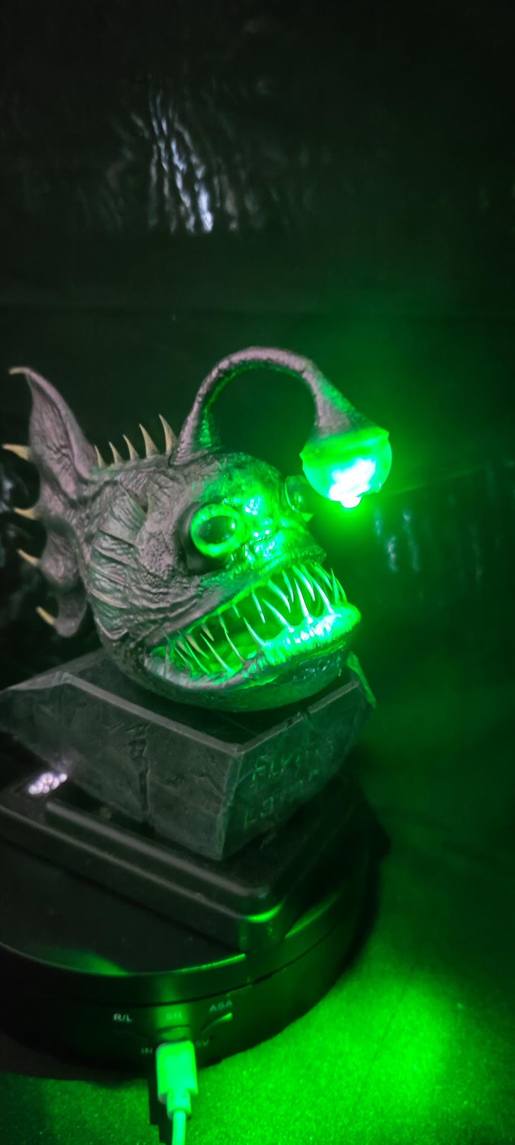 Angler fish lamp, LED nautical desklight, quirky monster decor