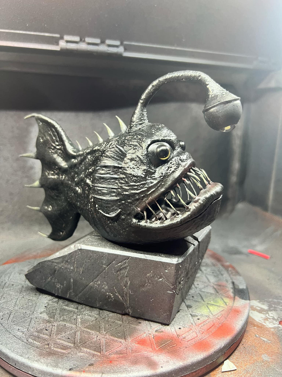 Angler fish lamp, LED nautical desklight, quirky monster decor