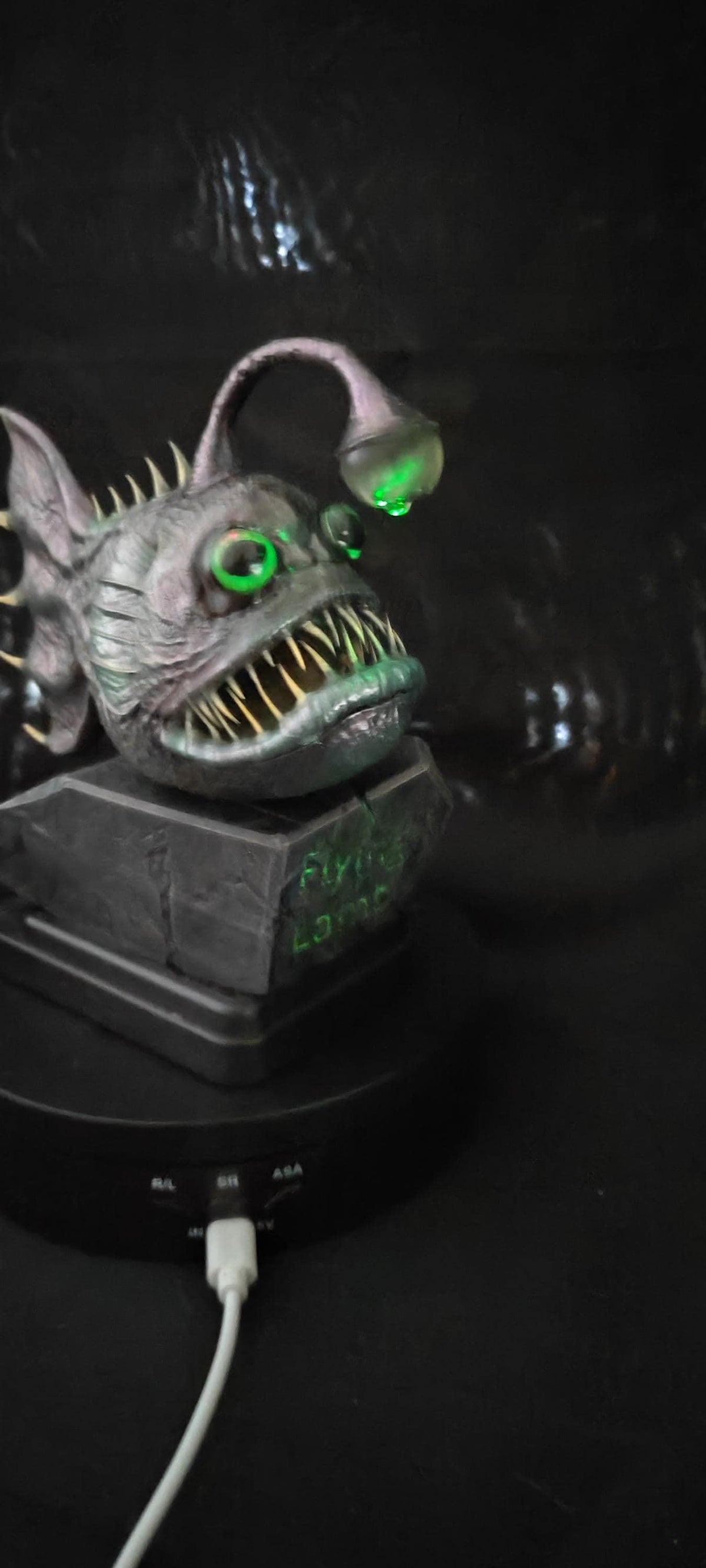 Angler fish lamp, LED nautical desklight, quirky monster decor