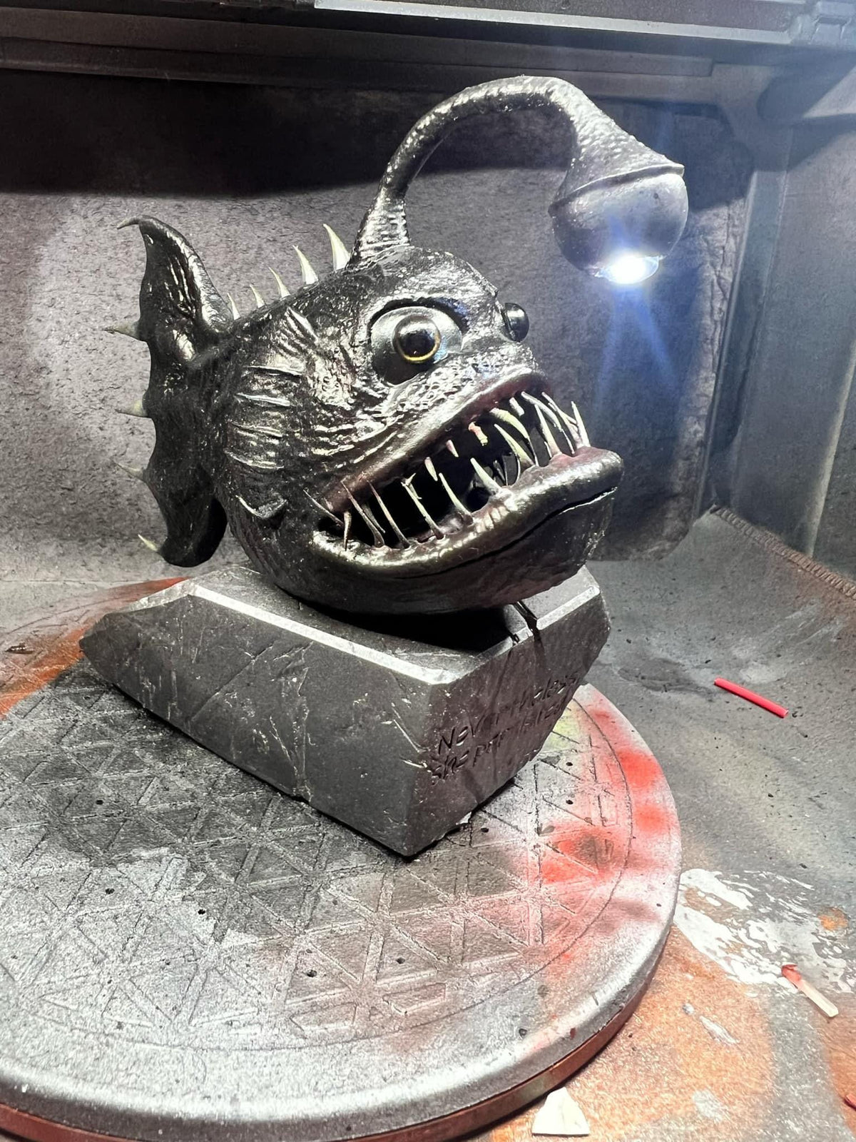 Angler fish lamp, LED nautical desklight, quirky monster decor