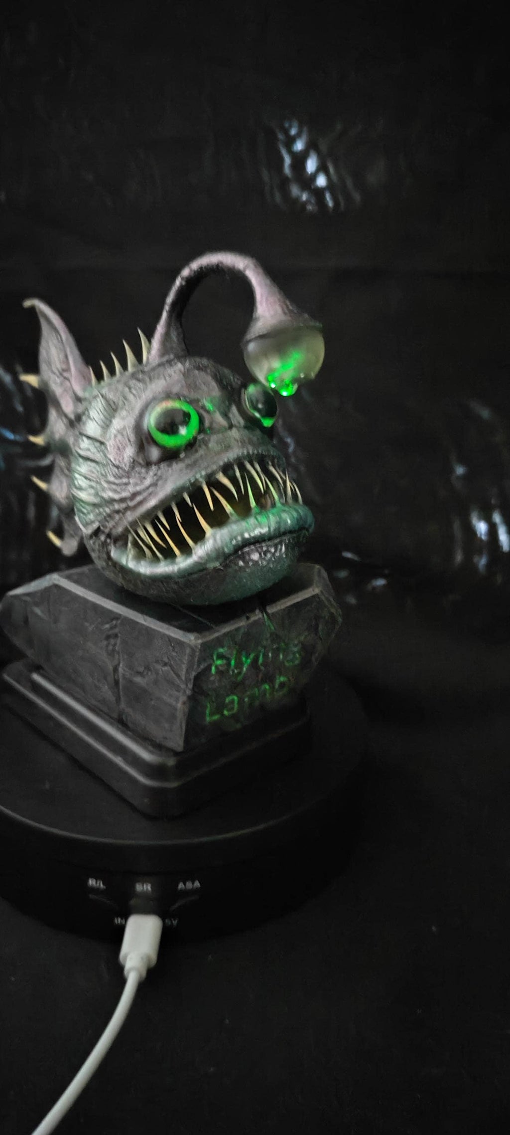 Angler fish lamp, LED nautical desklight, quirky monster decor