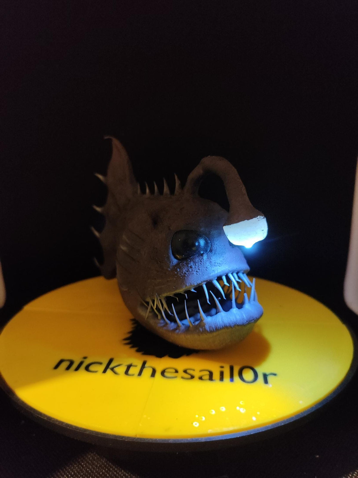 Angler fish lamp, LED nautical desklight, quirky monster decor