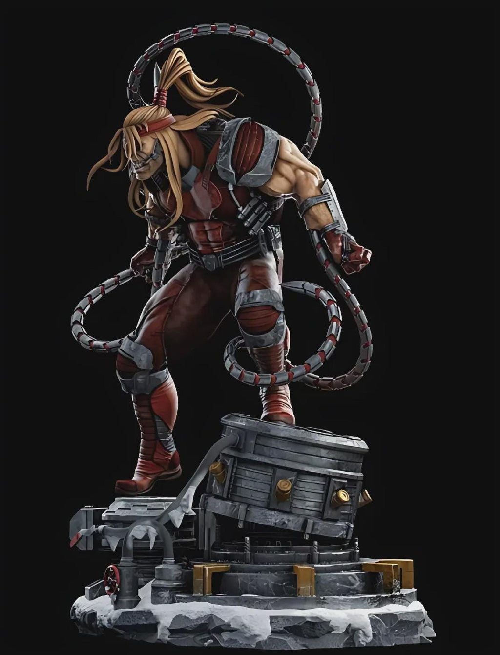 Red Cybernetic Super Soldier 28cm Statue | Hand Painted 1/6