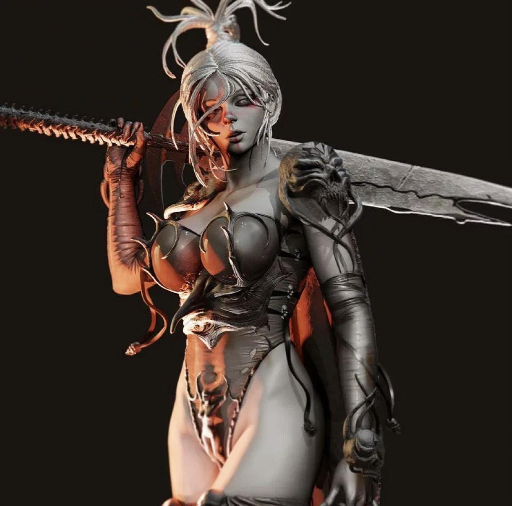 Shadow Bride Blue Dragon Witch, black gunmetal armor, gothic