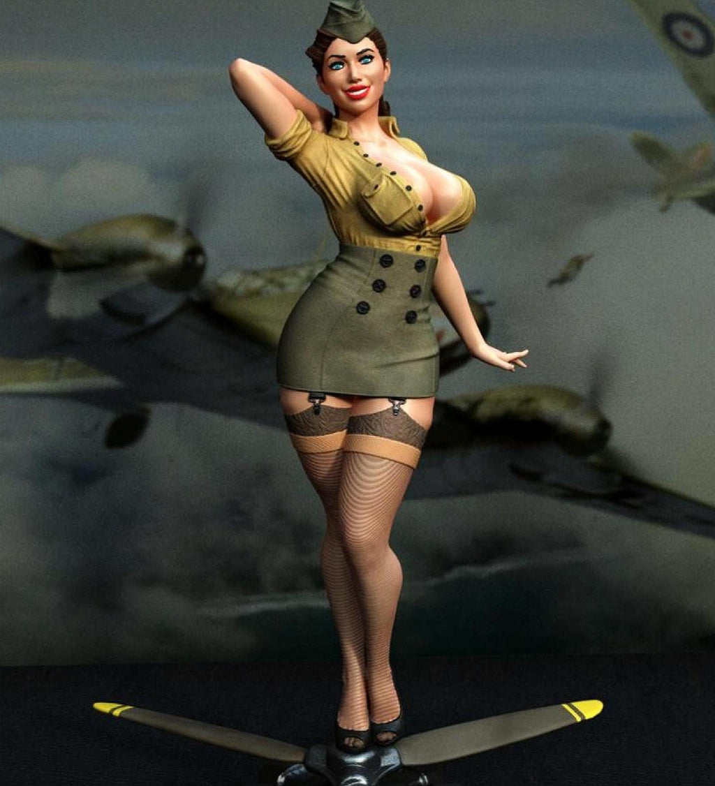 Hand-Painted Aviator Pinup Statue, 1/6 Scale Figure, WWII Pin Up