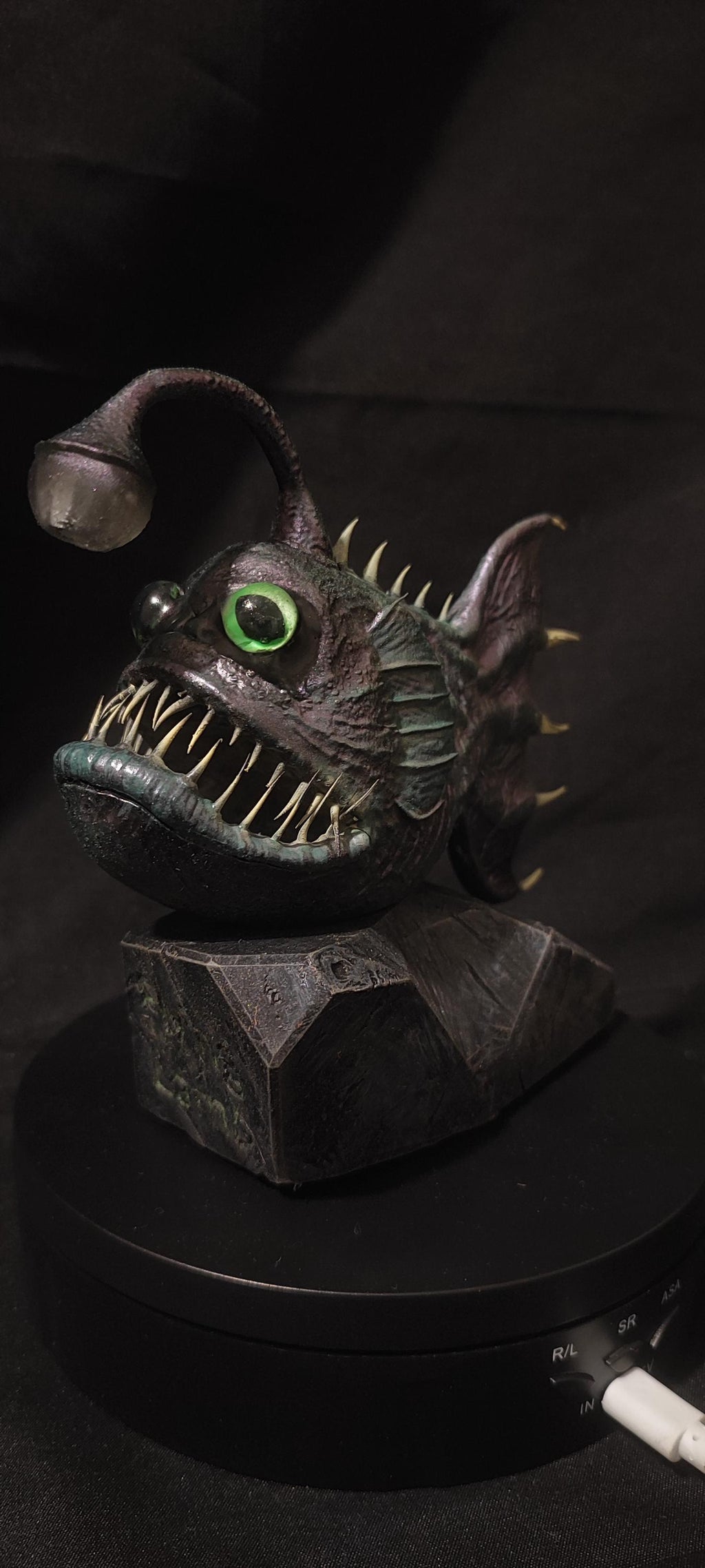 Angler fish lamp, LED nautical desklight, quirky monster decor