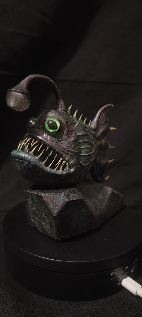 Angler fish lamp, LED nautical desklight, quirky monster decor
