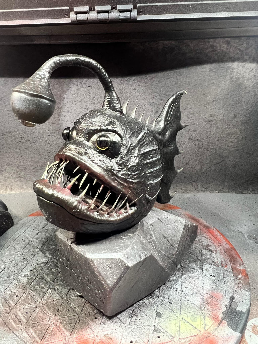 Angler fish lamp, LED nautical desklight, quirky monster decor