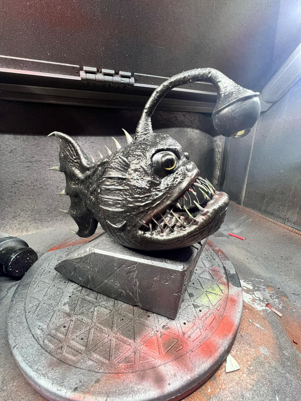 Angler fish lamp, LED nautical desklight, quirky monster decor