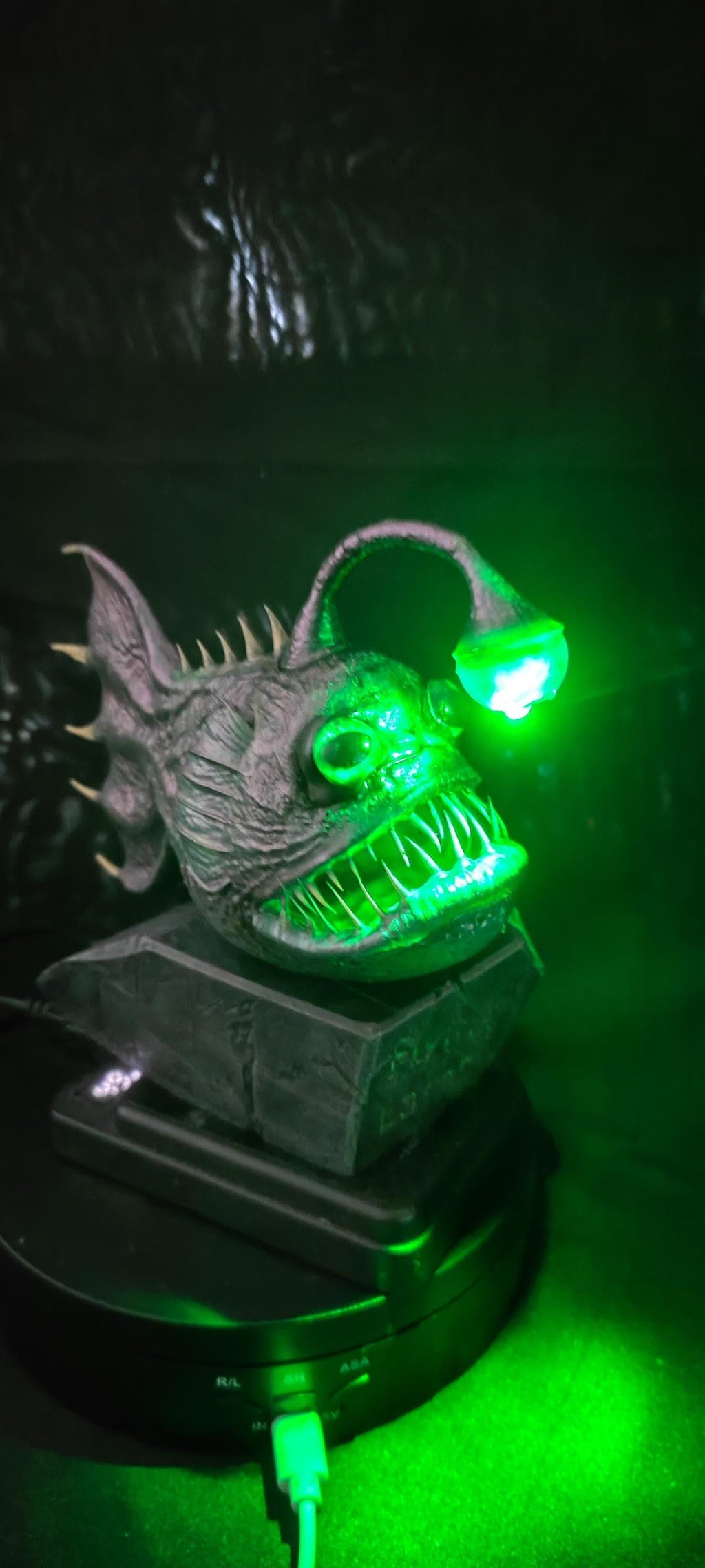 Angler fish lamp, LED nautical desklight, quirky monster decor