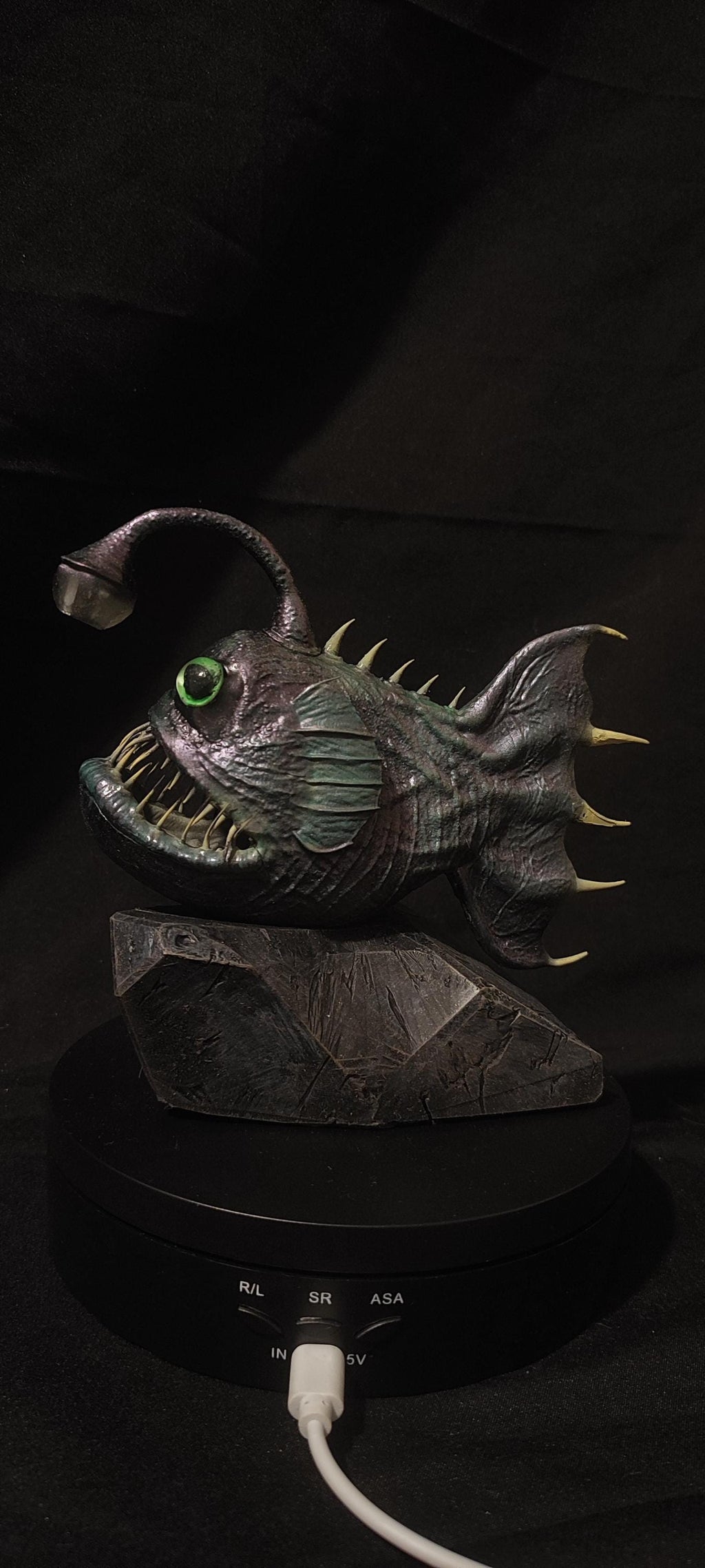 Angler fish lamp, LED nautical desklight, quirky monster decor