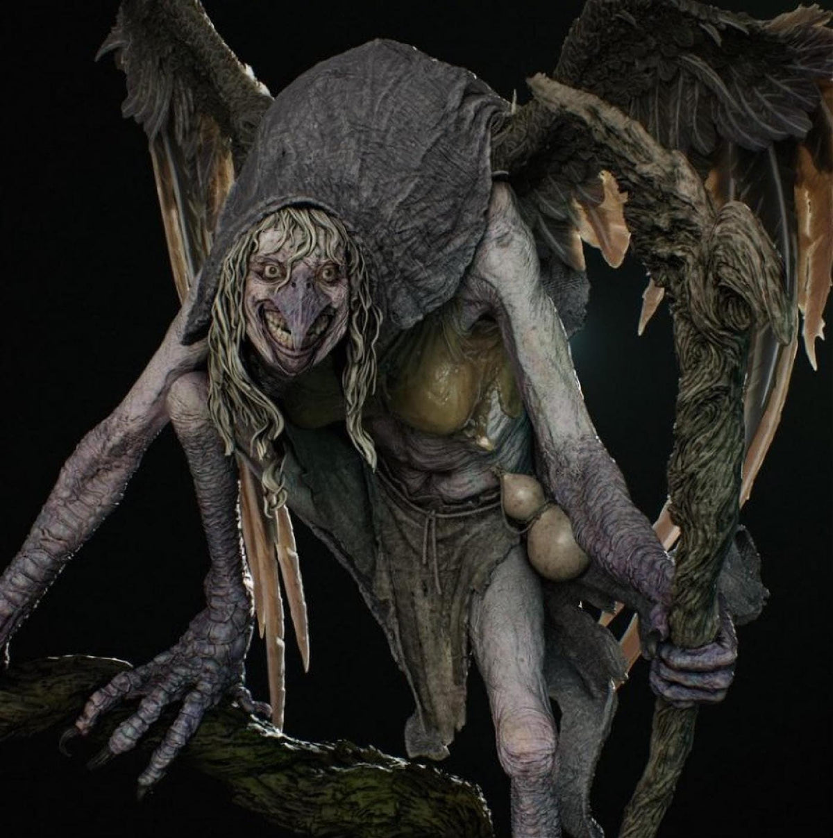 The Withered Harpy | 28cm Resin Horror Figure | Dark Fantasy
