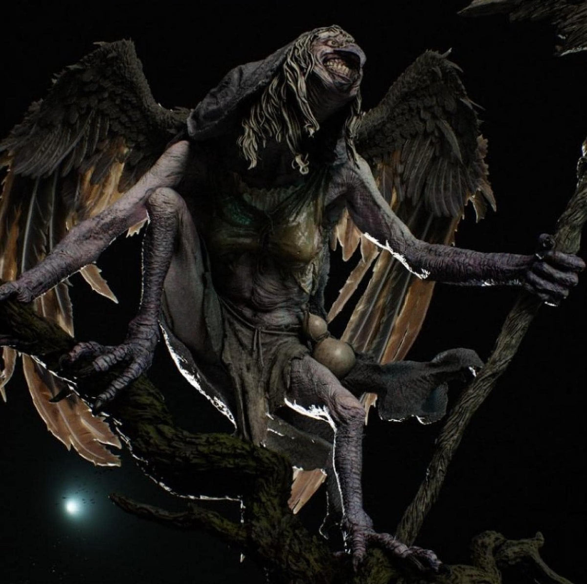 The Withered Harpy | 28cm Resin Horror Figure | Dark Fantasy