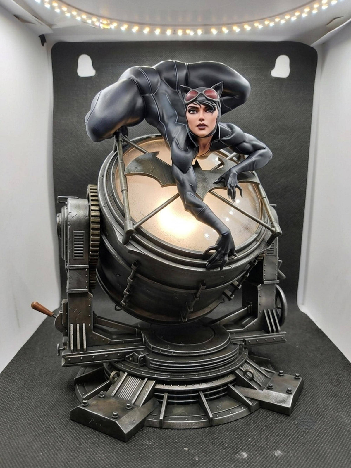 Biker Woman Figure, 1/6 scale statue with LED bat sign