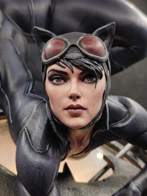 Biker Woman Figure, 1/6 scale statue with LED bat sign