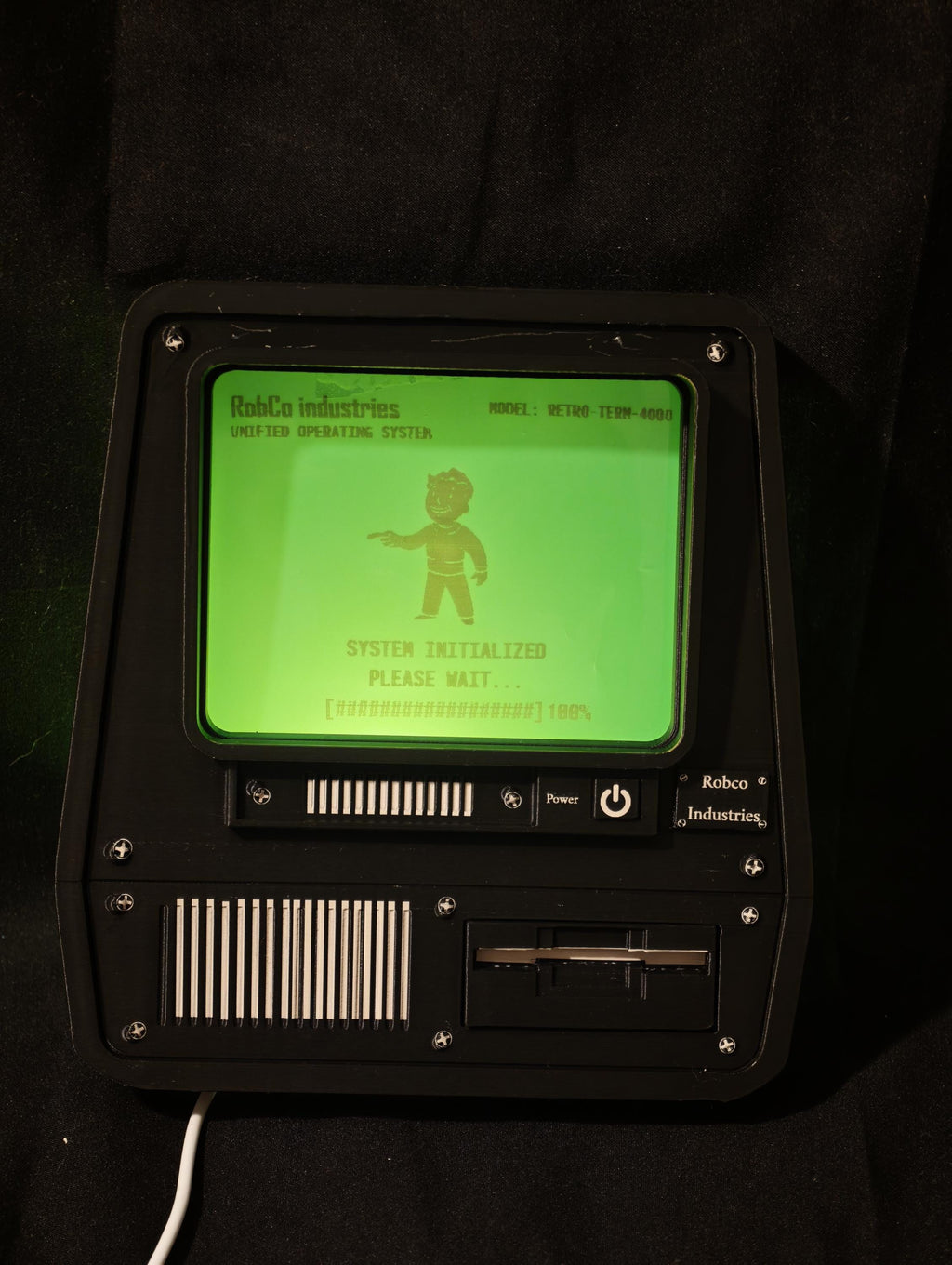 Fallout Terminal Wall Light, Ambient Green LED, Retro Sci Fi Prop