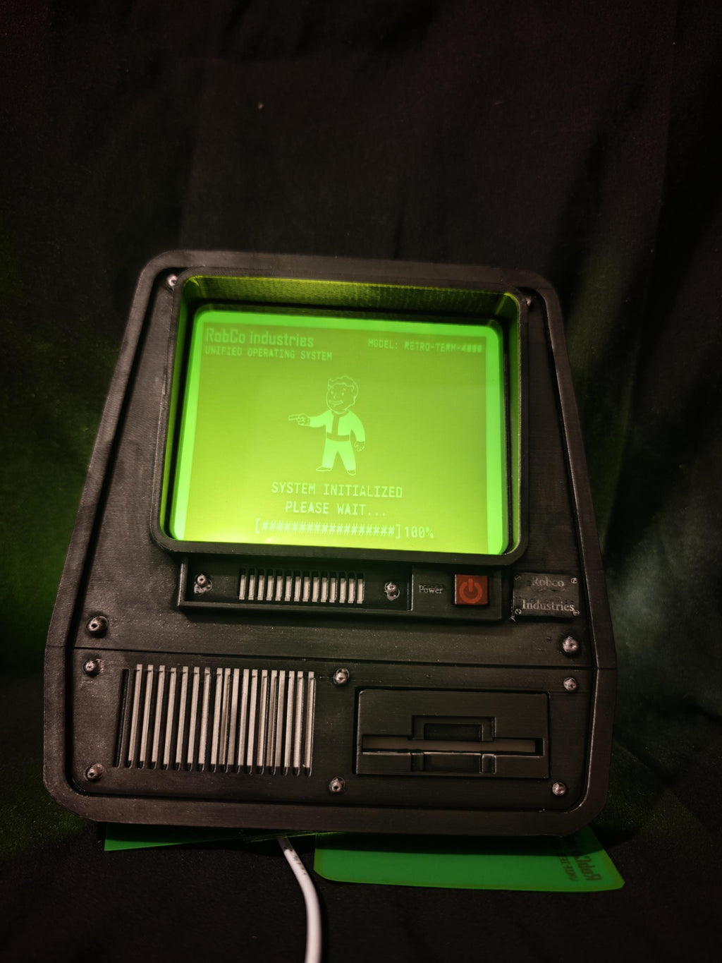 Fallout Terminal Wall Light, Ambient Green LED, Retro Sci Fi Prop