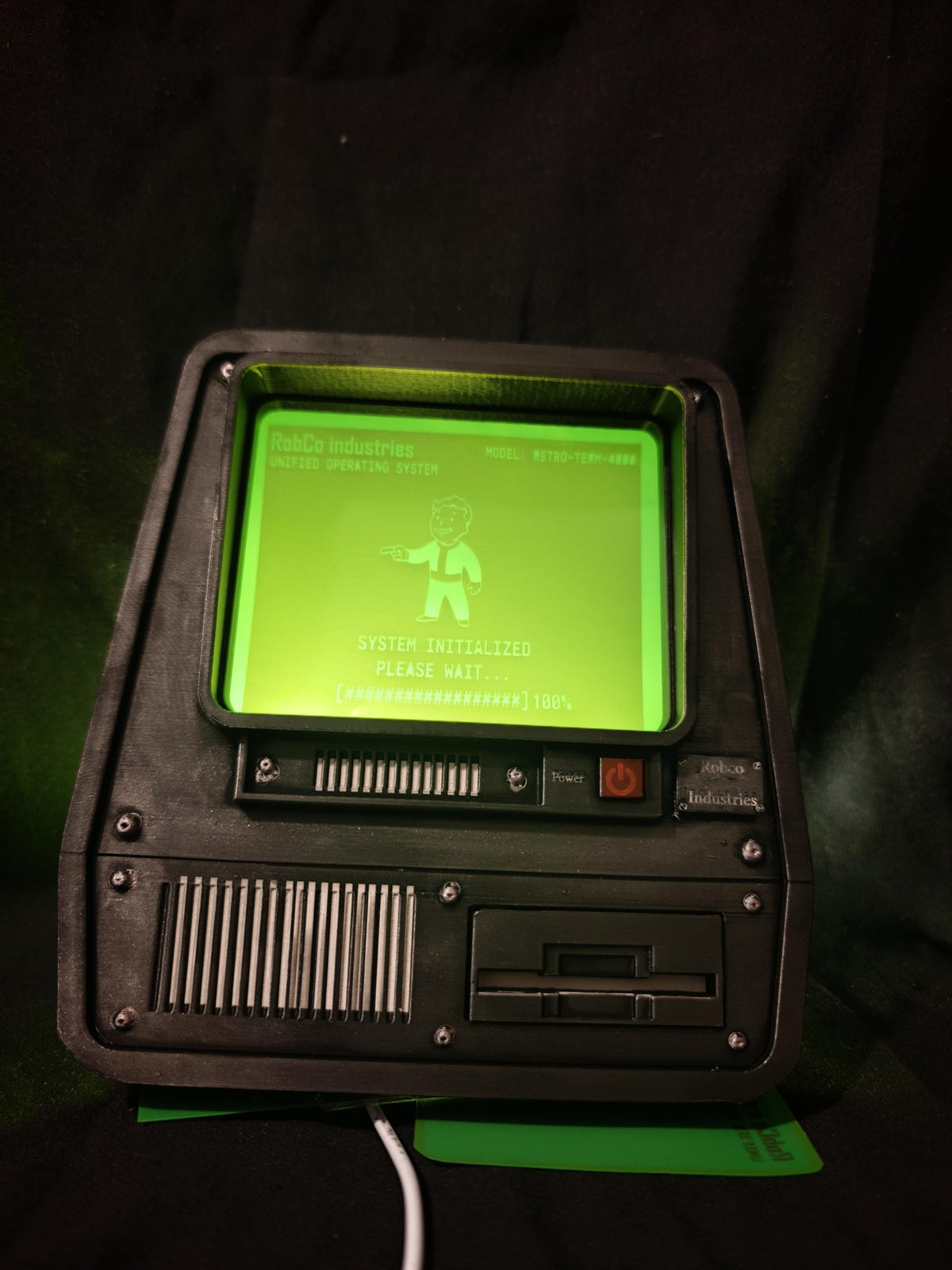 Fallout Terminal Wall Light, Ambient Green LED, Retro Sci Fi Prop