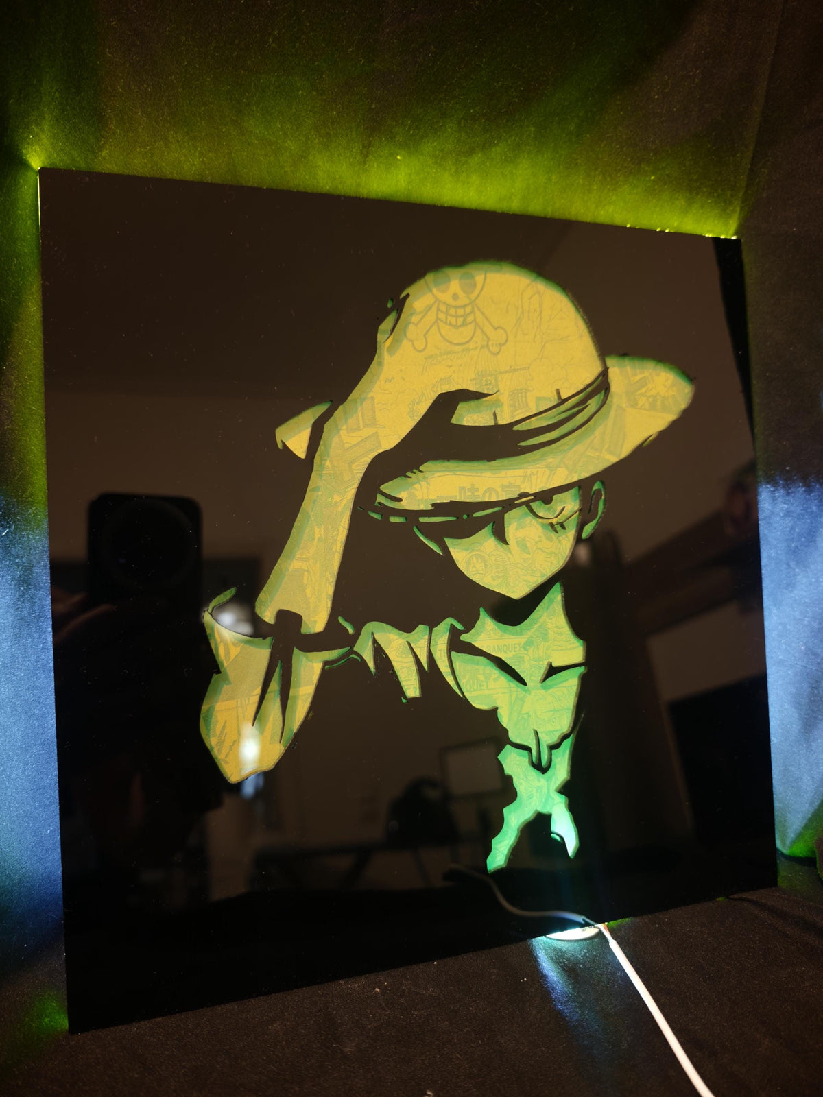 Anime LED Wall Art 30x30 Frame, Green Neon Light