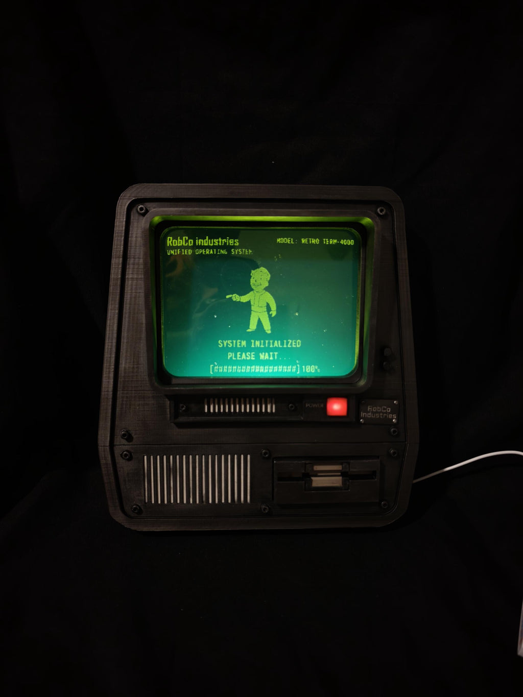 Fallout Terminal Wall Light, Ambient Green LED, Retro Sci Fi Prop
