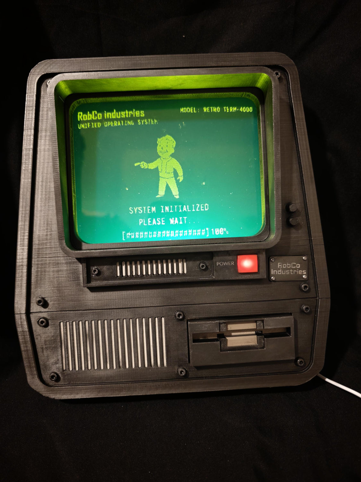 Fallout Terminal Wall Light, Ambient Green LED, Retro Sci Fi Prop