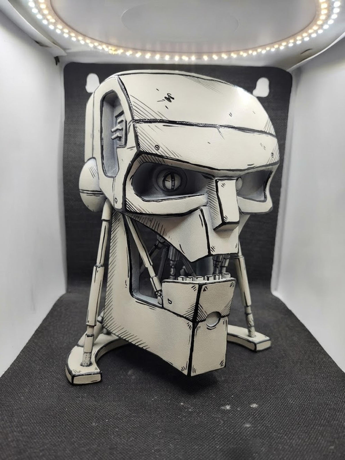 Cel Shaded Art, Monochrome robot head sketch, Sci-Fi wall decor