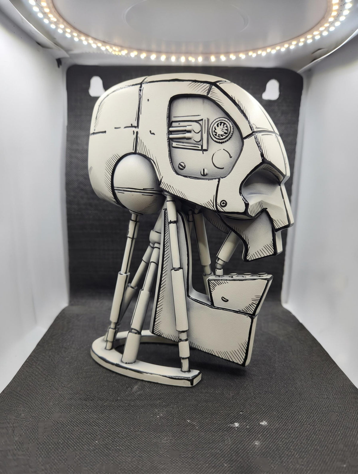 Cel Shaded Art, Monochrome robot head sketch, Sci-Fi wall decor